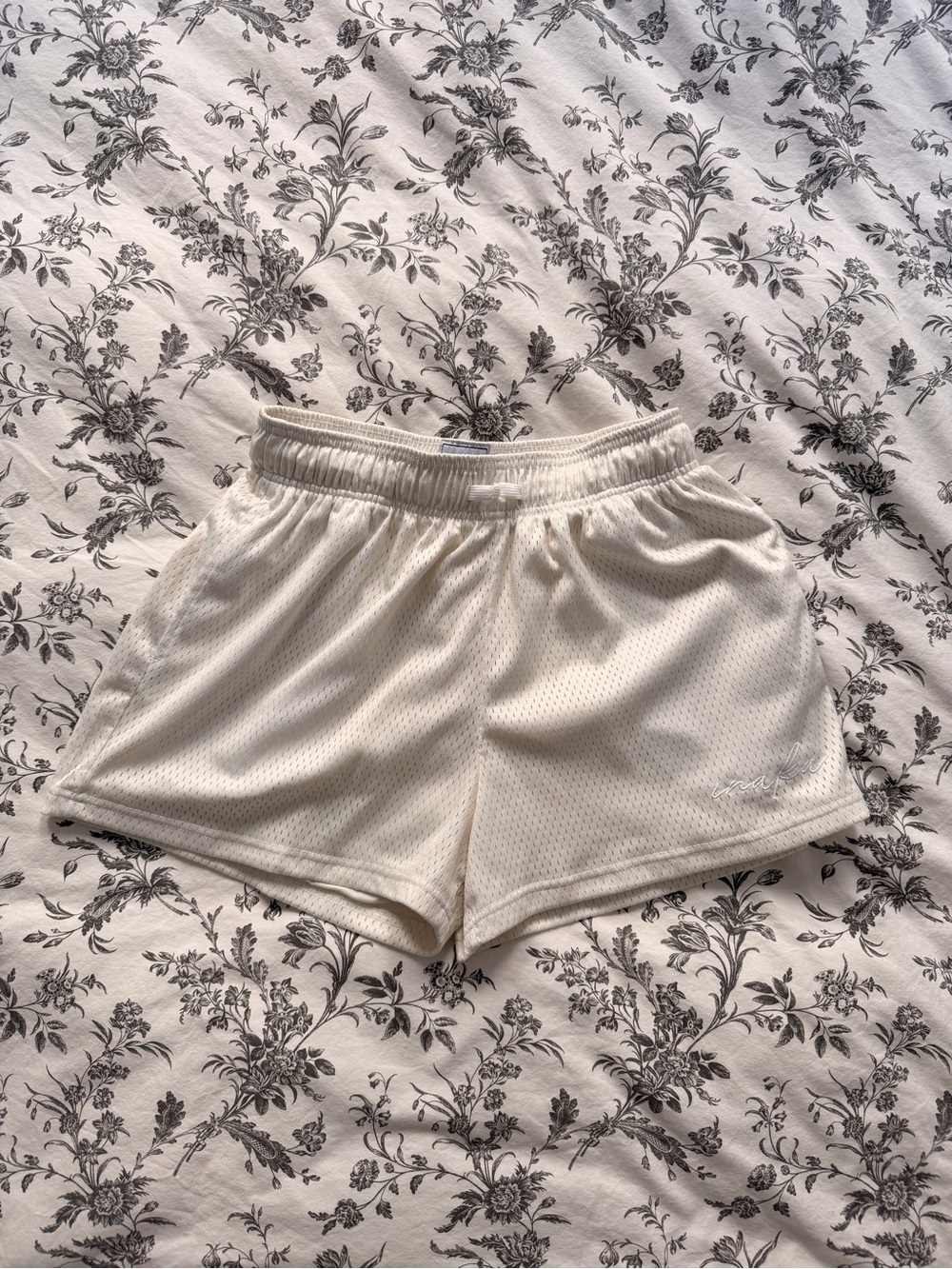 Inaka Women's Breathable Mesh Lounge Shorts in Cream